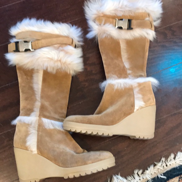Coach suede boots with shearling trim - Picture 1 of 8